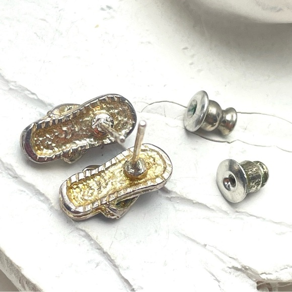 SILVER Tone Beach Sandel Pieced Earrings - Picture 3 of 4